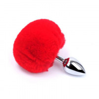 Анальная пробка с хвостиком - Красный - 7,5 * 2,8 см – Анальные игрушки