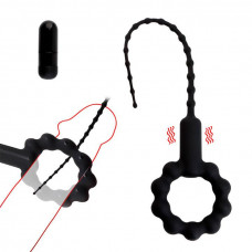 Ерекційне кільце з уретральним катетером і вібрацією - Чорний