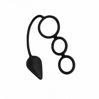 Анальна пробка з кільцями на пеніс - Чорний