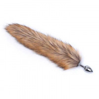 Анальна пробка з лисячим хвостиком Коричнева, нержавіюча сталь
