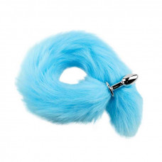 Анальна пробка з лисячим хвостиком Блакитна Сталева — Keks-Hub