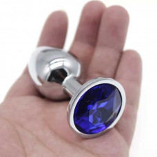 Сталева анальна пробка з кристалом - 2.7*7 см - Анальні іграшки