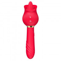 Двосторонній вібратор із язиком для клітора та точки G 24 режими вібратори Червоний