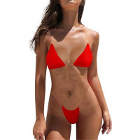 Сексуальний купальник бікіні на силіконових бретелях XS-S червоний