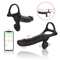 Смарт ерекційне кільце з вібрацією і фалоїмітатором для подвійного проникнення Love Spousе