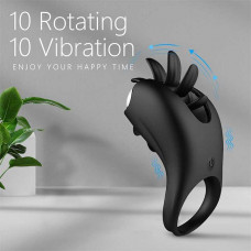 Віброкольцо з ротацією для стимуляції клітора 20 режимів Чорний