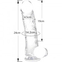 Гнучкий фаллос на присосці — 24x19x4.5 см — Прозорий