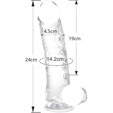 Гнучкий фаллос на присосці — 24x19x4.5 см — Прозорий
