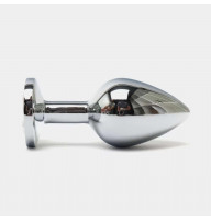 Анальна пробка Buttplug сталева з кристалом 6,4x2,3 см Срібляста