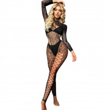 Бодистокинг женский сетка леопардовый эротический прозрачный XS/S/M Черный — Keks-Hub