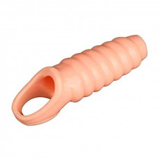 Рельєфна насадка на пеніс з відкритою голівкою - Тілесний - 12*3,1 см