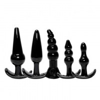 Набір мяких анальних пробок 5 шт. Чорний