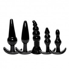 Набір мяких анальних пробок 5 шт. Чорний — Keks-Hub