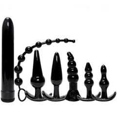 Анально-вагінальний набір іграшок, 7 предметів, Чорний