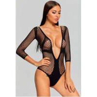 Боди с открытой грудью и рукавами - Чёрный - XS/S/M – Эротическое бельё