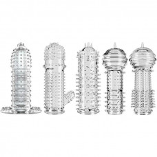 Набір рельєфних еластичних насадок на пеніс 5 штук — Keks-Hub