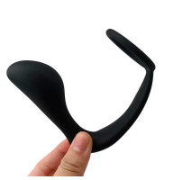 Масажер простати з кільцем на член, Чорний