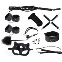 БДСМ набор (Бандажный набор) из 10 предметов - Черный – Садо-мазо