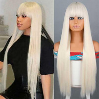 Парик ровный аниме c длинной челкой 