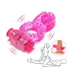 Еластичне ерекційне кільце зі щетинками та вібрацією - Рожевий