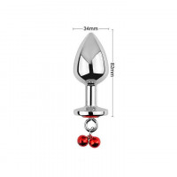 Анальна пробка Art of Sex металева з дзвіночками Червона 3,4*8,2 см
