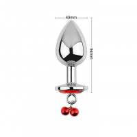 Анальная пробка Art of Sex металлическая с колокольчиками, Красный, 4*9,4 см