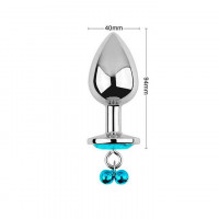 Металева анальна пробка Art of Sex з дзвіночками Бірюзова 4*9,4 см
