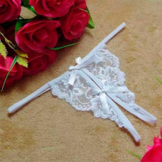 Еротичні мереживні стрінги з відкритим доступом - Білий - S/M — Keks-Hub