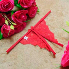 Еротичні мереживні стрінги з відкритим доступом - Червоний - S/M — Keks-Hub