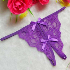 Еротичні мереживні стрінги з відкритим доступом - Фіолетовий - S/M - Еротична білизна — Keks-Hub