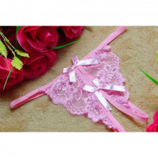 Еротичні мереживні стрінги з відкритим доступом - Рожевий - S/M - Еротична білизна — Keks-Hub