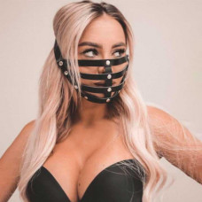 Маска зі шкіряних ремінців - Чорний - Садо-мазо