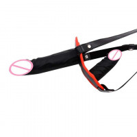 Двосторонній страпон Double StrapOn 17,5x4 / 10x3,5 см Чорний