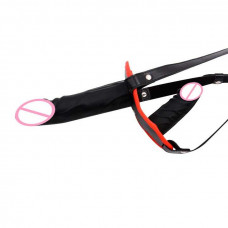 Двосторонній страпон Double StrapOn 17,5x4 / 10x3,5 см Чорний — Keks-Hub