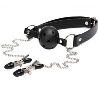 БДСМ кляп с зажимами для сосков – Садо-мазо