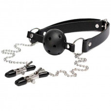 БДСМ-кляп із затискачами для сосків