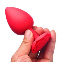 Силіконова анальна пробка Роза 7*2,8 см (S) Червона
