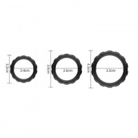Набір ерекційних кілець ребристих (3 шт.) Чорний