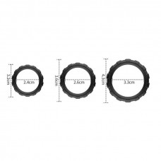 Набір ерекційних кілець ребристих (3 шт.) Чорний — Keks-Hub