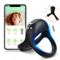 Потрійне ерекційне смарт віброкільце на пеніс і мошонку 