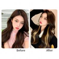 Цветная прядь волос на заколках 60 см блонд Накладные волосы