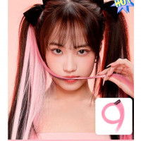 Кольорове пасмо волосся на шпильках 60 см світло-рожевий Накладне волосся