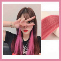 Накладные пряди волос цветные на заколках 60 см пурпурный
