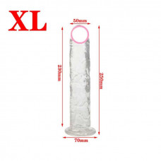 Гелевий фаллос на присосці — 25х5 см прозорий