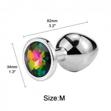 Сталева анальна пробка з кристалом Rainbow — 3.2x8.2 (см) — Анальні іграшки