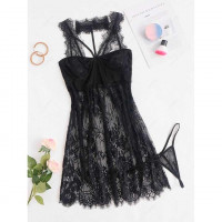 Короткий мереживний пеньюар з чокером