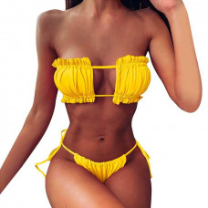 Купальник шторки на зав'язках S-M жовтий — Keks-Hub