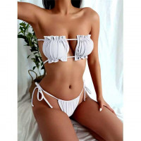 Купальник шторки на завязках S-M белый