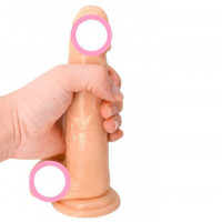 Реалистичный гнущийся фаллос на присоске 24x18x4.5 см Телесный