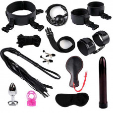 БДСМ бандажний набір з 12 предметів Чорний — Садо-мазо